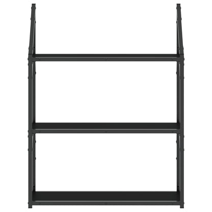 3-Tier Wall Shelf Black 60x21x78.5 cm Engineered Wood