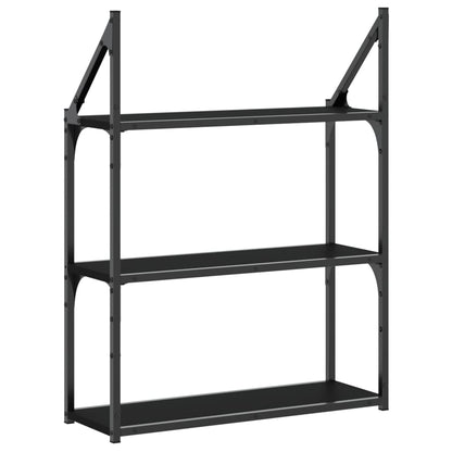 3-Tier Wall Shelf Black 60x21x78.5 cm Engineered Wood