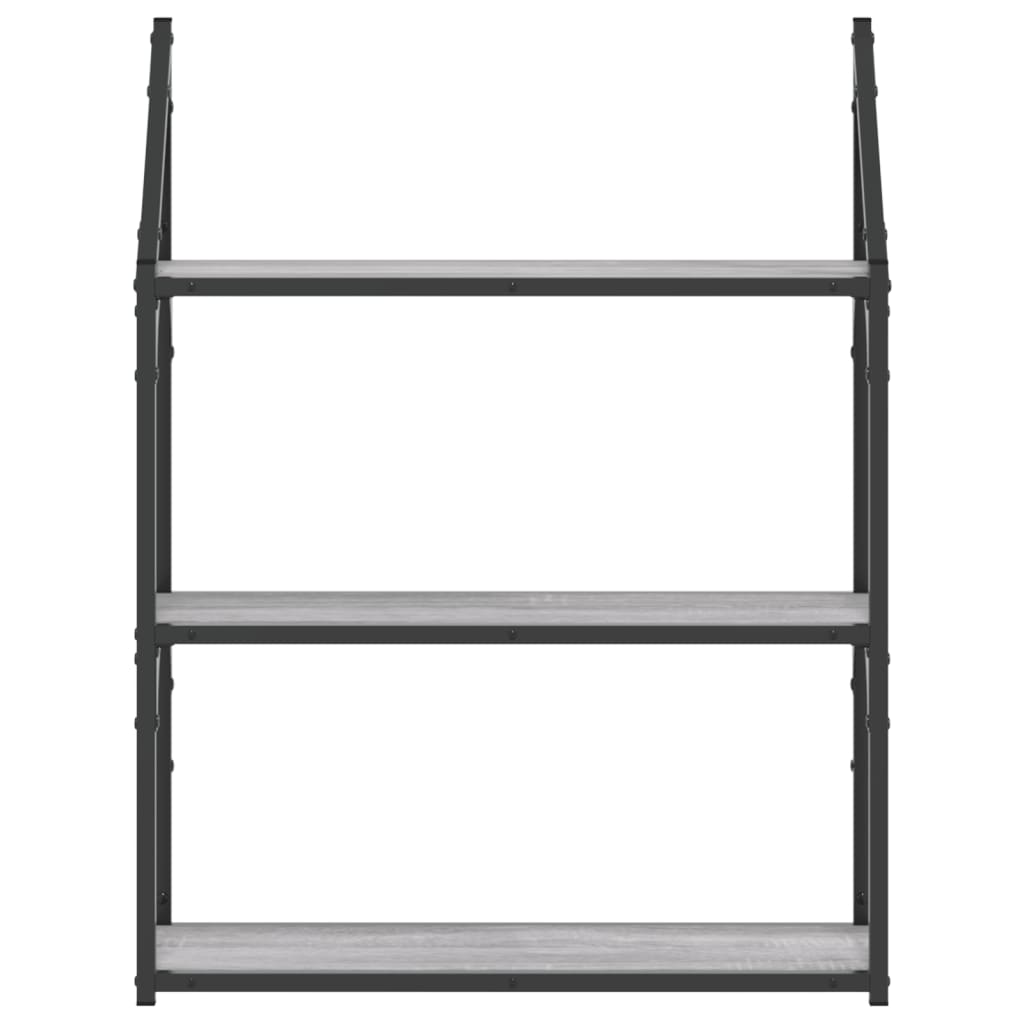 3-Tier Wall Shelf Grey Sonoma 60x21x78.5 cm Engineered Wood