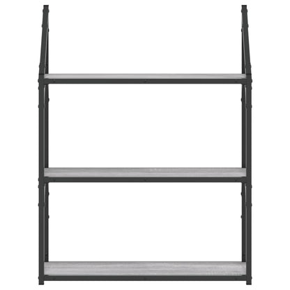 3-Tier Wall Shelf Grey Sonoma 60x21x78.5 cm Engineered Wood