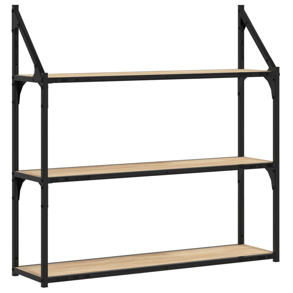 3-Tier Wall Shelf Sonoma Oak 80x21x78.5 cm Engineered Wood