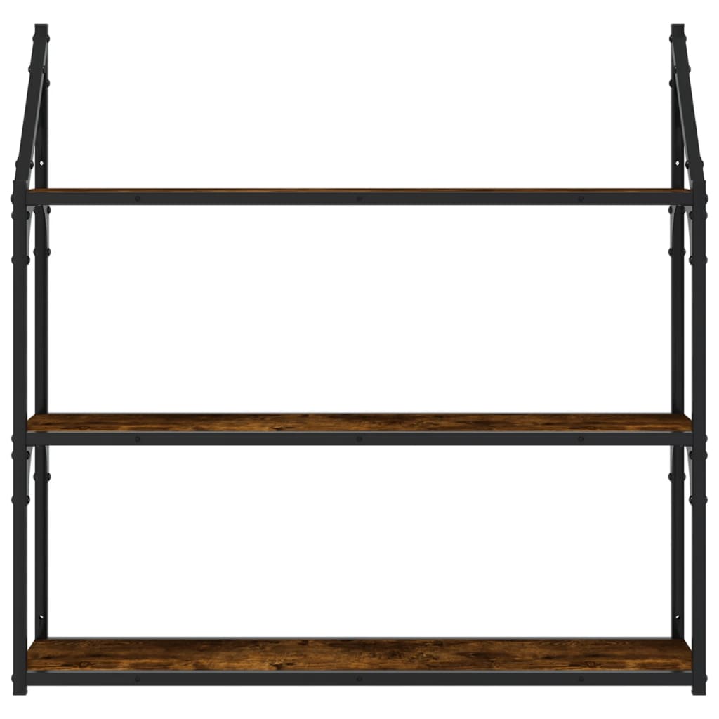 3-Tier Wall Shelf Smoked Oak 80x21x78.5 cm Engineered Wood