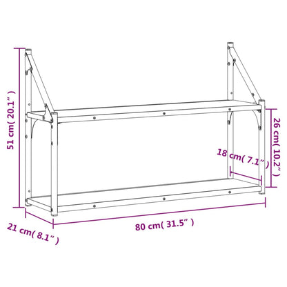 2-Tier Wall Shelf Sonoma Oak 80x21x51 cm Engineered Wood