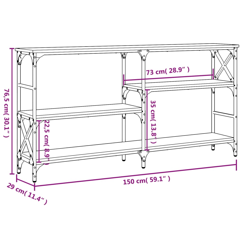 Console Table Smoked Oak 150x29x76.5 cm Engineered Wood