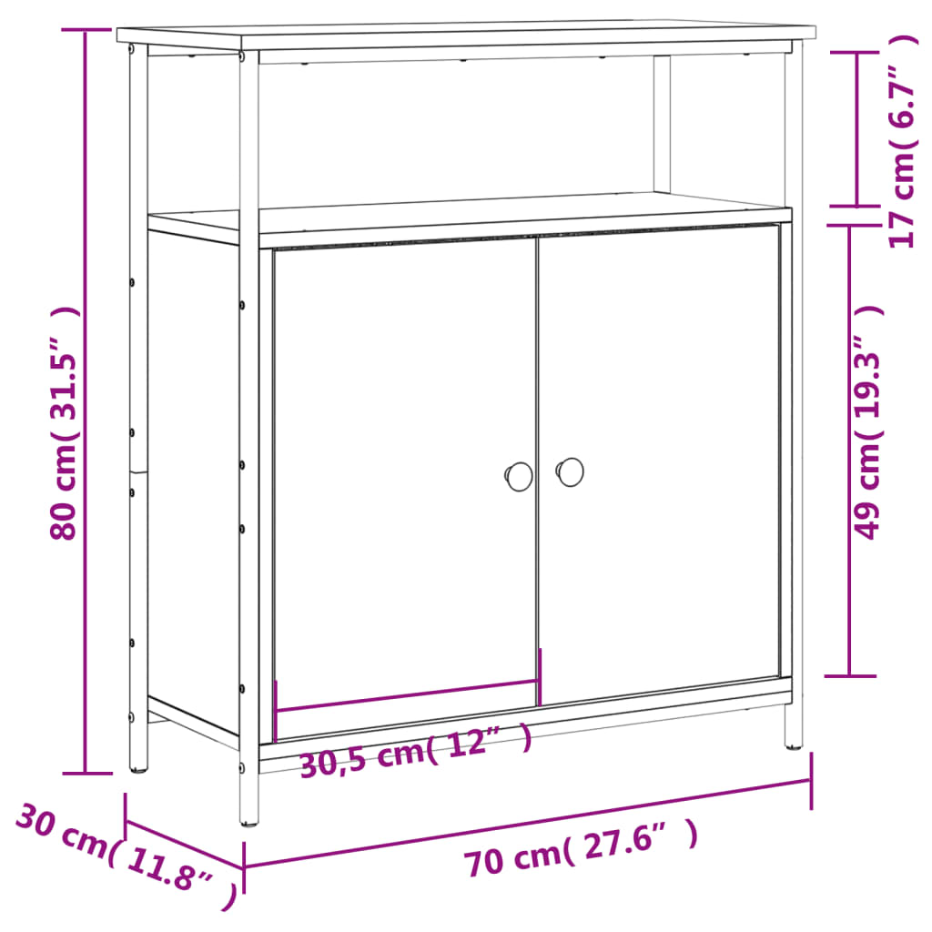 Sideboard Sonoma Oak 70x30x80 cm Engineered Wood