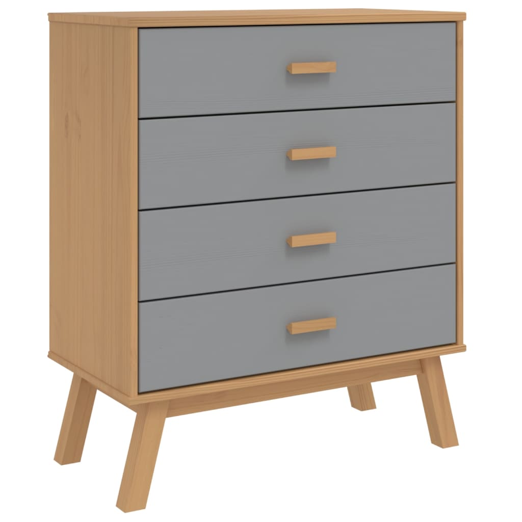 Drawer Cabinet OLDEN Grey and Brown Solid Wood Pine