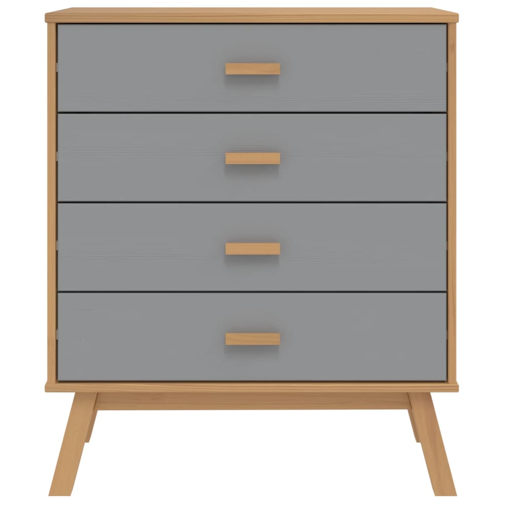 Drawer Cabinet OLDEN Grey and Brown Solid Wood Pine