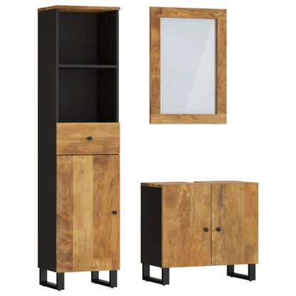 3 Piece Bathroom Furniture Set Solid Wood Mango