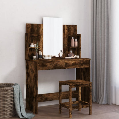 Dressing Table with Mirror Smoked Oak 96x39x142 cm