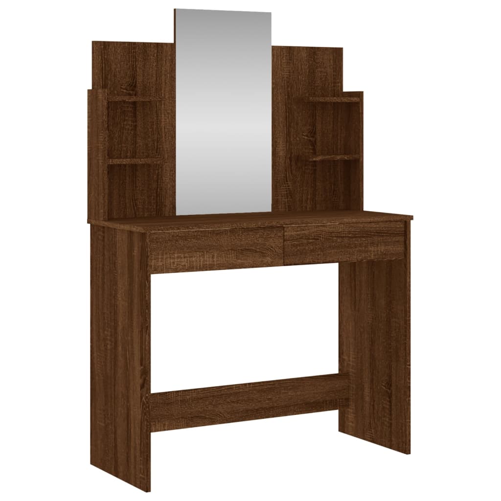 Dressing Table with Mirror Brown Oak 96x39x142 cm