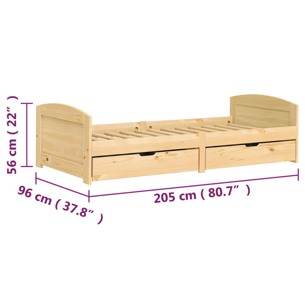 Day Bed with 2 Drawers IRUN 90x200 cm Solid Wood Pine