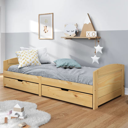 Day Bed with 2 Drawers IRUN 90x200 cm Solid Wood Pine