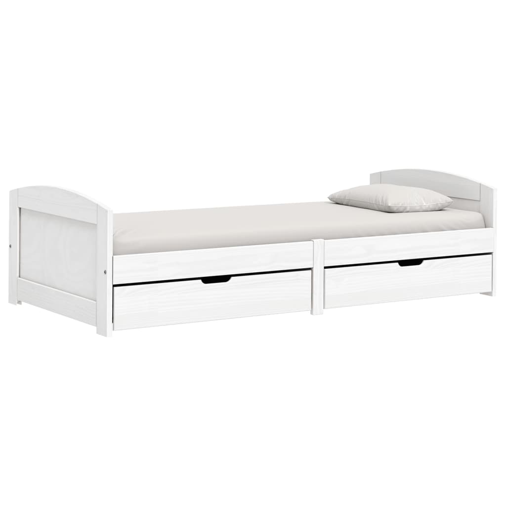 Day Bed with 2 Drawers IRUN White 90x200 cm Solid Wood Pine