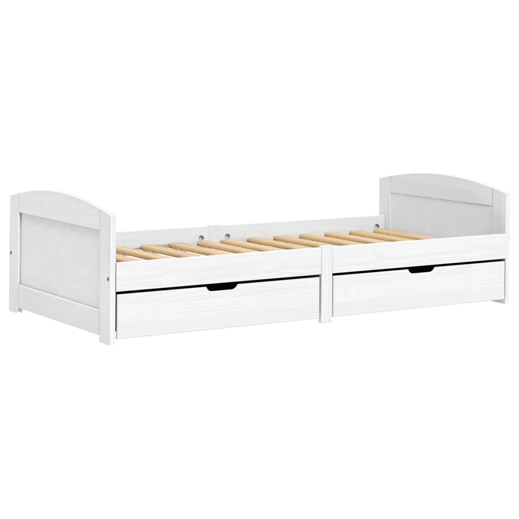 Day Bed with 2 Drawers IRUN White 90x200 cm Solid Wood Pine