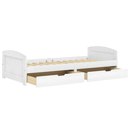 Day Bed with 2 Drawers IRUN White 90x200 cm Solid Wood Pine