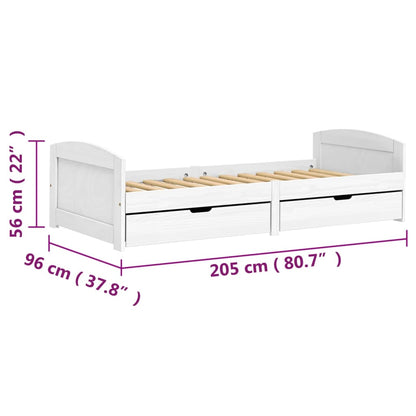 Day Bed with 2 Drawers IRUN White 90x200 cm Solid Wood Pine