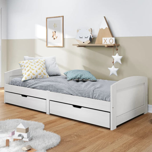 Day Bed with 2 Drawers IRUN White 90x200 cm Solid Wood Pine