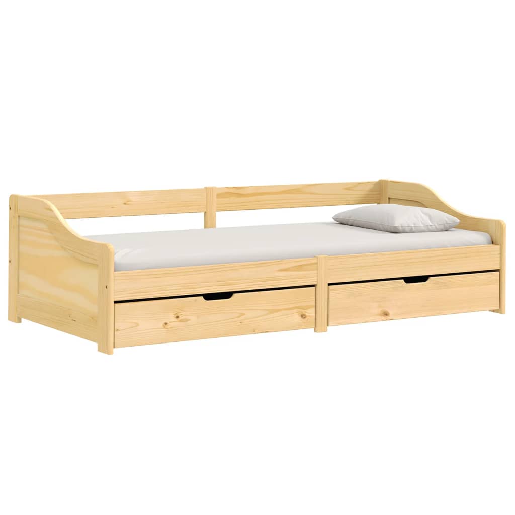 Day Bed with 2 Drawers IRUN 90x200 cm Solid Wood Pine