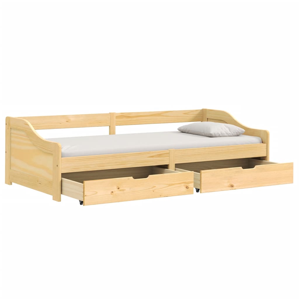 Day Bed with 2 Drawers IRUN 90x200 cm Solid Wood Pine