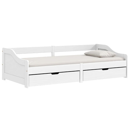 Day Bed with 2 Drawers IRUN White 90x200 cm Solid Wood Pine