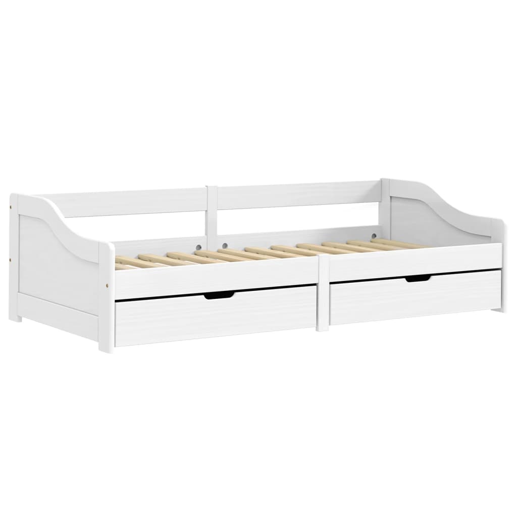 Day Bed with 2 Drawers IRUN White 90x200 cm Solid Wood Pine