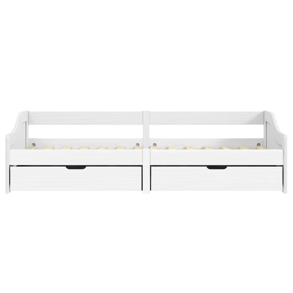 Day Bed with 2 Drawers IRUN White 90x200 cm Solid Wood Pine