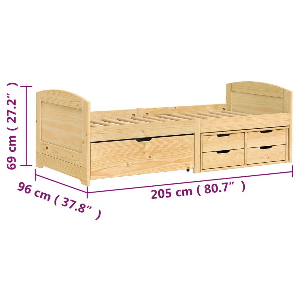 Day Bed with 5 Drawers IRUN 90x200 cm Solid Wood Pine