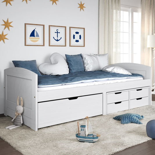 Day Bed with 5 Drawers IRUN White 90x200 cm Solid Wood Pine