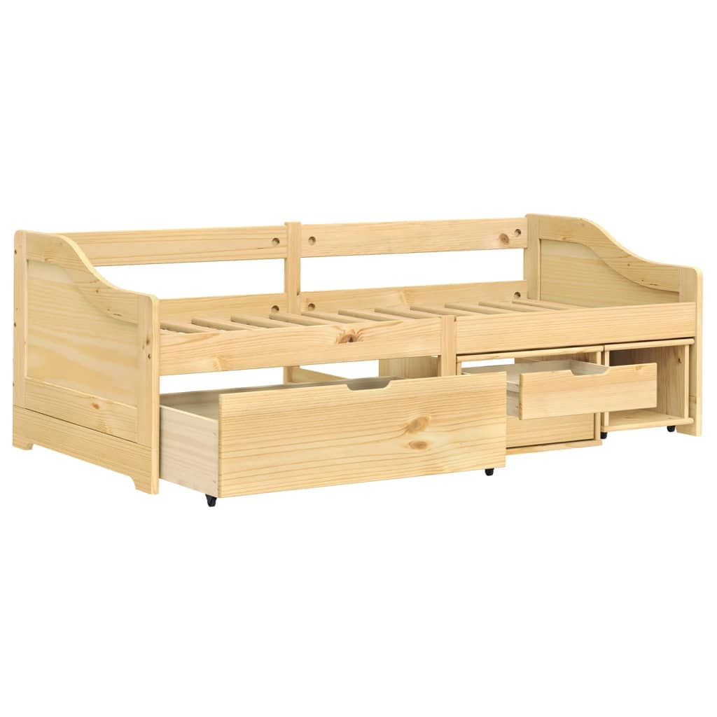 Day Bed with 3 Drawers IRUN 90x200 cm Solid Wood Pine