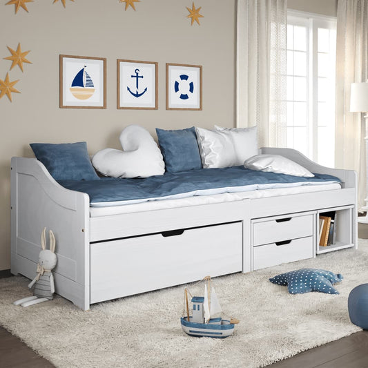 Day Bed with 3 Drawers IRUN White 90x200 cm Solid Wood Pine