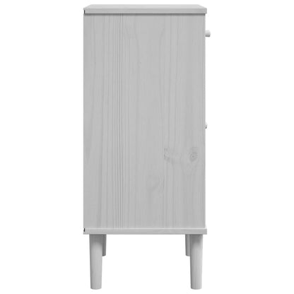 Bedside Cabinet SENJA Rattan Look White 40x35x80 cm Solid Wood Pine