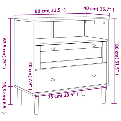 Sideboard SENJA Rattan Look Brown 80x40x80 cm Solid Wood Pine