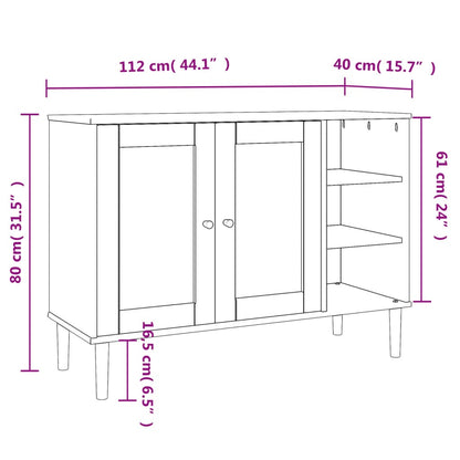 Sideboard SENJA Rattan Look White 112x40x80cm Solid Wood Pine