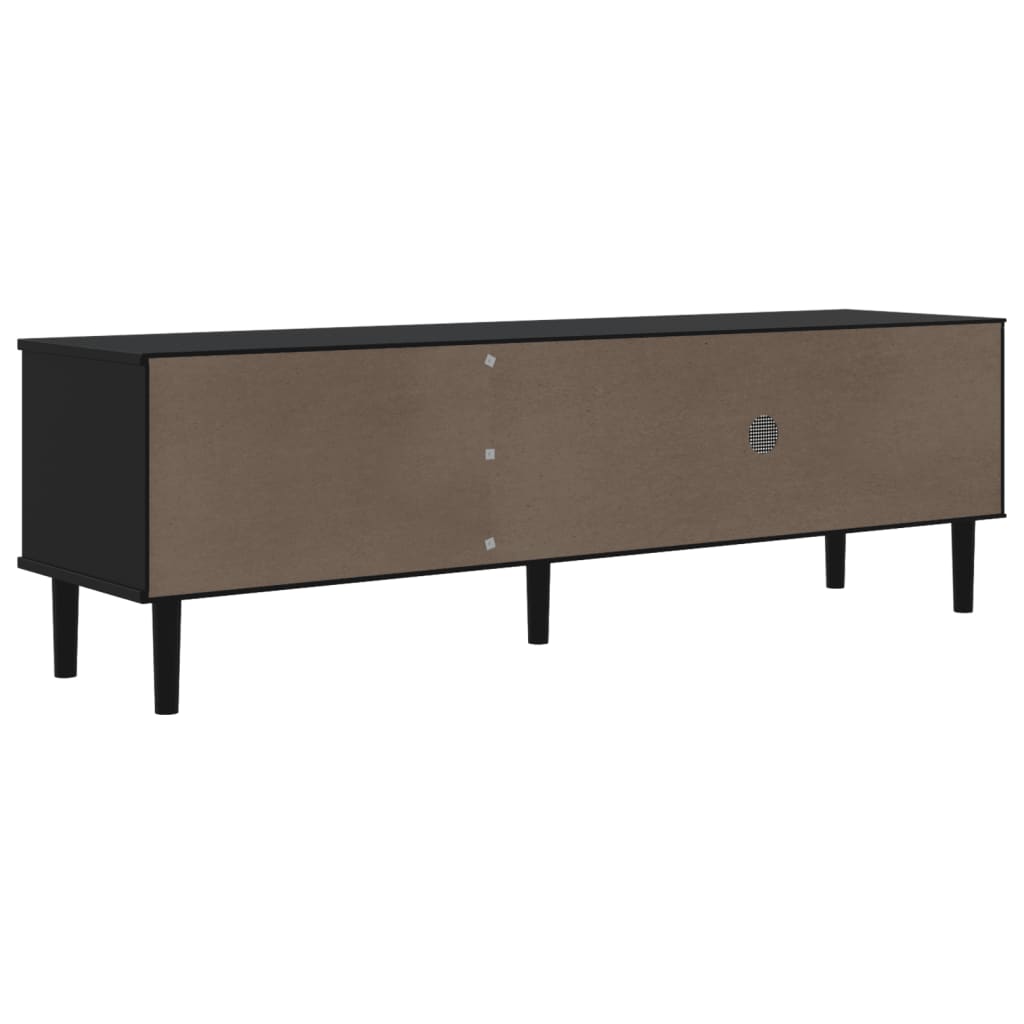 TV Cabinet SENJA Rattan Look Black 158x40x49cm Solid Wood Pine