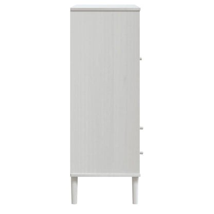 Highboard SENJA Rattan Look White 90x40x112cm Solid Wood Pine