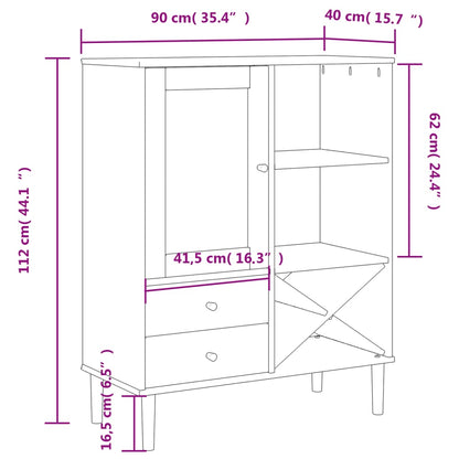 Highboard SENJA Rattan Look White 90x40x112cm Solid Wood Pine