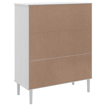 Highboard SENJA Rattan Look White 90x40x112 cm Solid Wood Pine