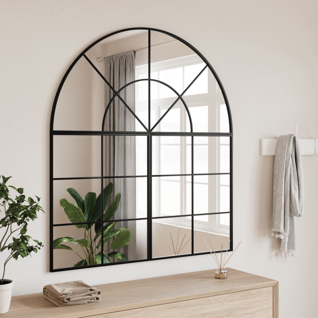 Wall Mirror Black 100x50 cm Arch Iron