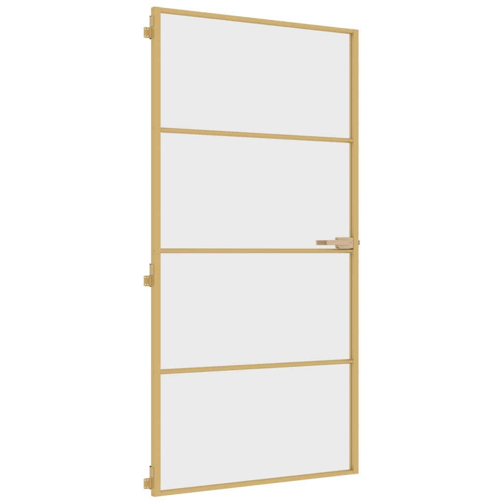 Interior Door Slim Golden 102.5x201.5 cm Tempered Glass and Aluminium