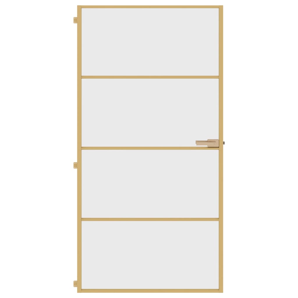 Interior Door Slim Golden 102.5x201.5 cm Tempered Glass and Aluminium