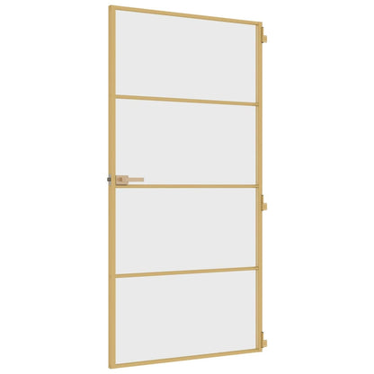 Interior Door Slim Golden 102.5x201.5 cm Tempered Glass and Aluminium