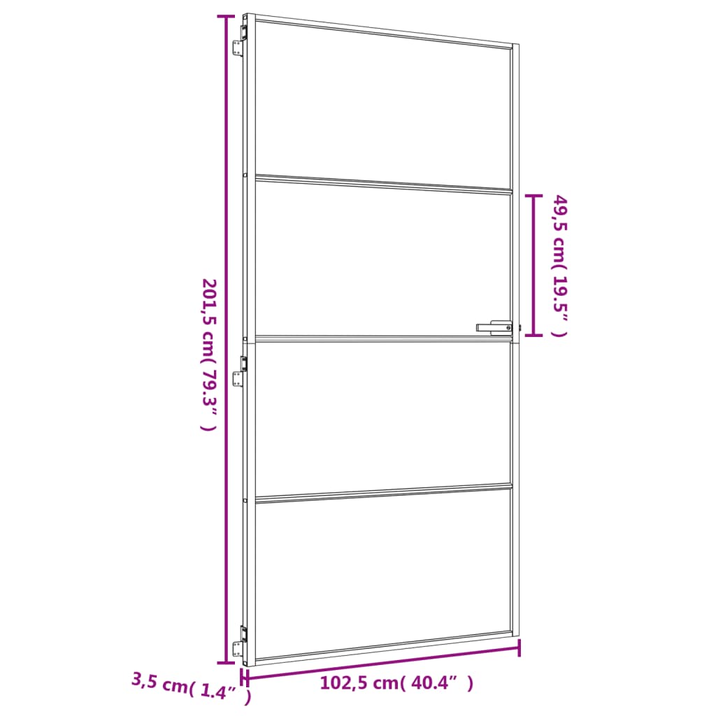 Interior Door Slim Golden 102.5x201.5 cm Tempered Glass and Aluminium