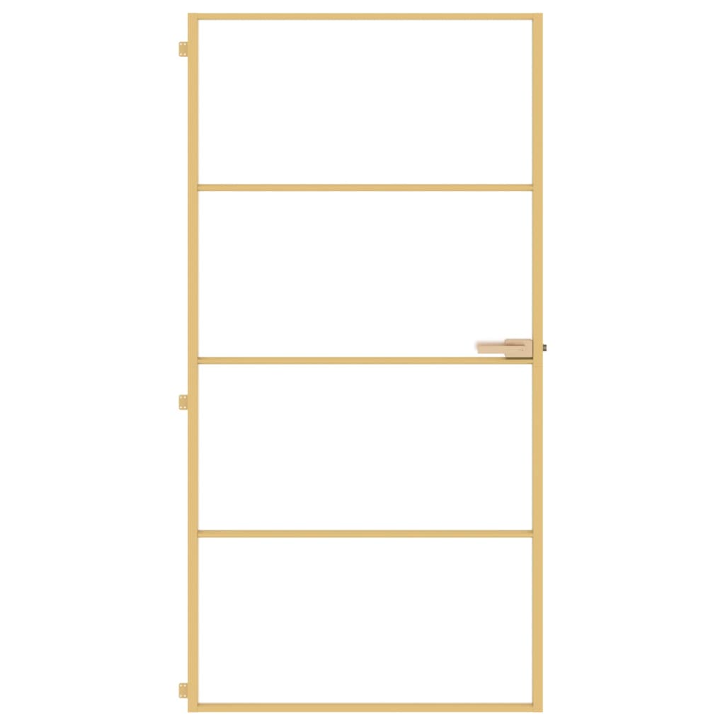 Interior Door Slim Golden 102.5x201.5 cm Tempered Glass and Aluminium