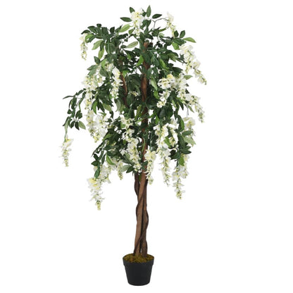 Artificial Wisteria Tree 840 Leaves 120 cm Green and White