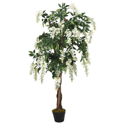 Artificial Wisteria Tree 840 Leaves 120 cm Green and White