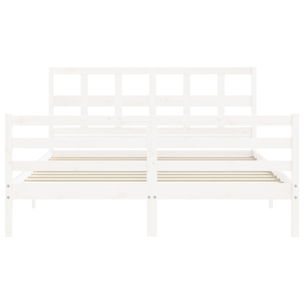 Bed Frame without Mattress White King Size Solid Wood