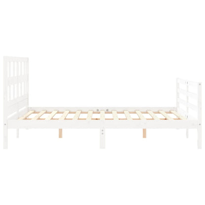 Bed Frame without Mattress White King Size Solid Wood