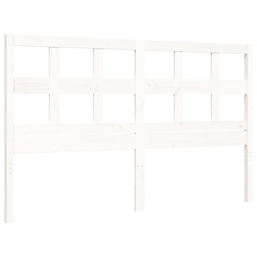 Bed Frame without Mattress White King Size Solid Wood