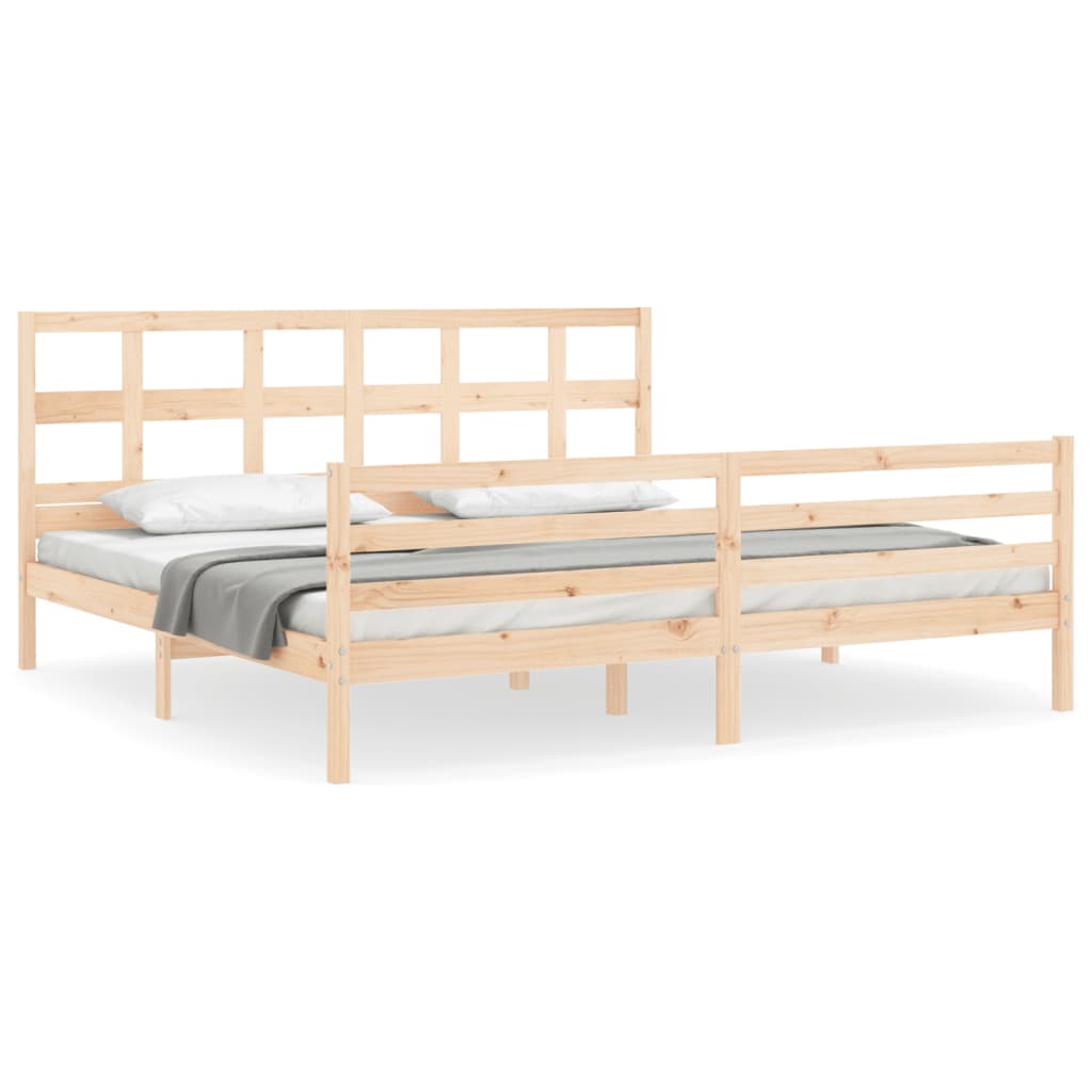 Bed Frame with Headboard Super King Size Solid Wood