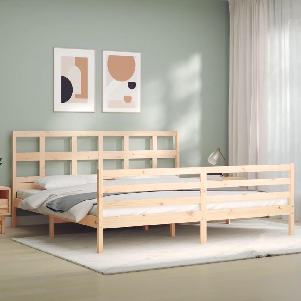 Bed Frame with Headboard Super King Size Solid Wood